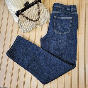 Talbots Size 8 Boyfriend Jeans Dark Wash Mid Rise Cotton Slightly Tapered Leg